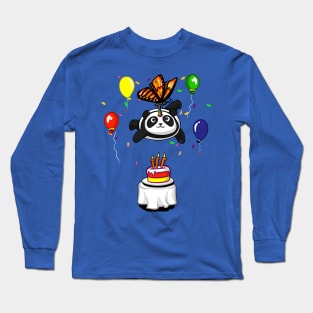 Pandicorn Panda Bear Kid's Birthday Party Butterfly Long Sleeve T-Shirt